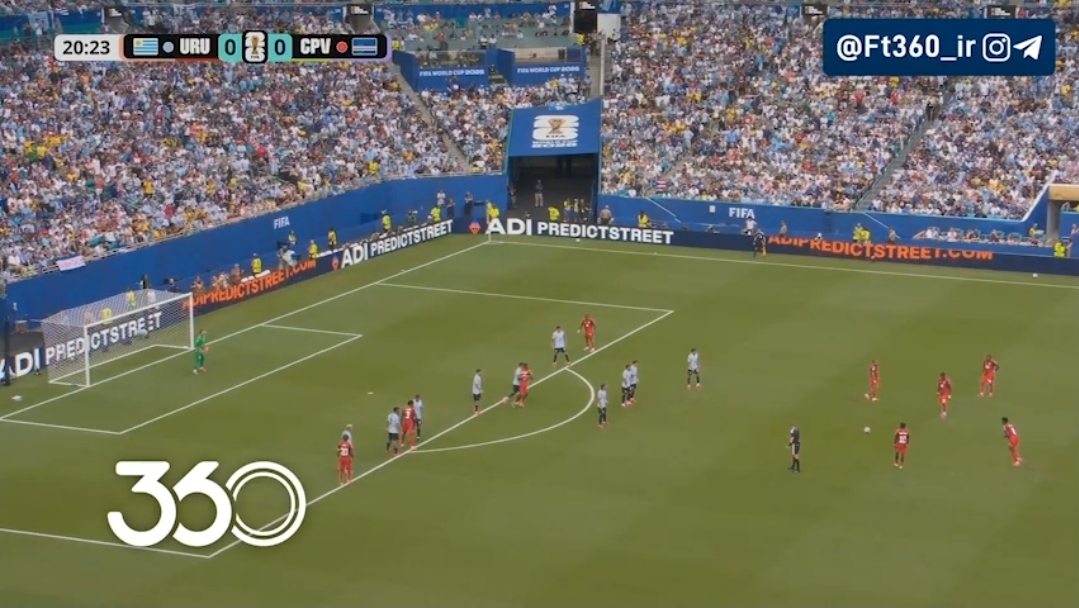 ضربه آزاد دیدنی اروگوئه ۰-[۱] کیپ ورد ⚽️ پینا ⏱️ دقیقه ۲۱