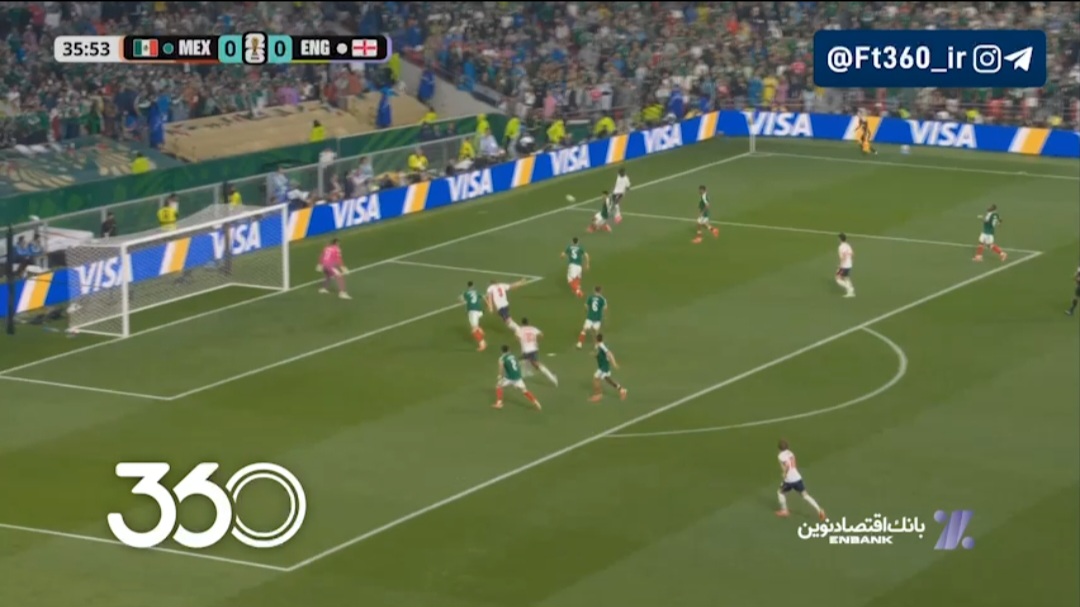 ارسال دیدنی ساکا مکزیک ۰-[۱] انگلیس ⚽️ بلینگام ⏱️ دقیقه ۳۶