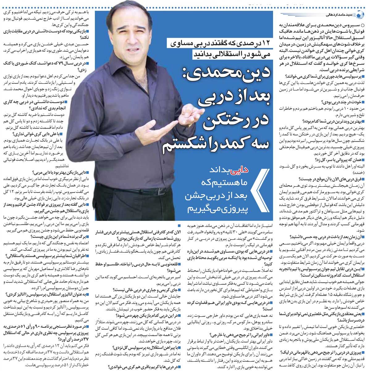 خبرورزشیگردی| از ذوق بردن پرسپولیس، کمدهای رختکن استقلال را شکستم/ وقتی دربی را میباختیم صورتمان را میپوشاندیم!