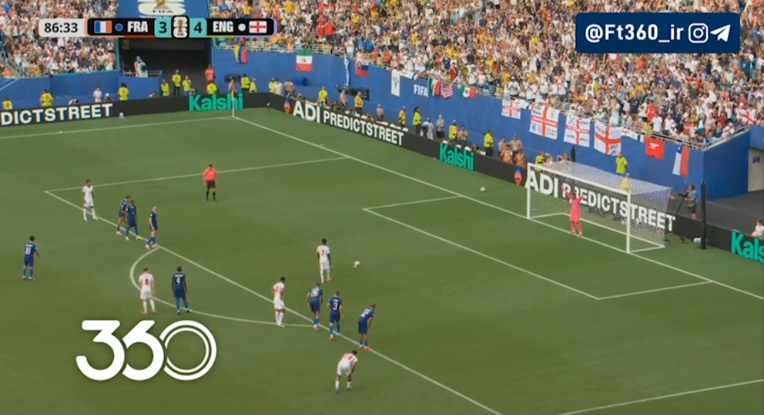 هت‌تریک کامل شد! فرانسه ۳-[۵] انگلیس ⚽️ ساکا ⏱️ دقیقه ۸۷